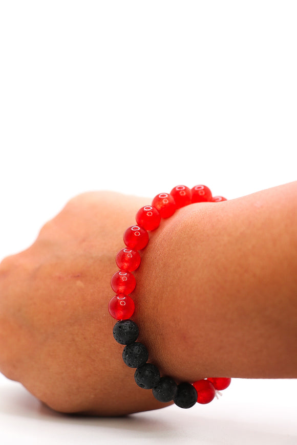 Lava Bead Red Jade Bracelet